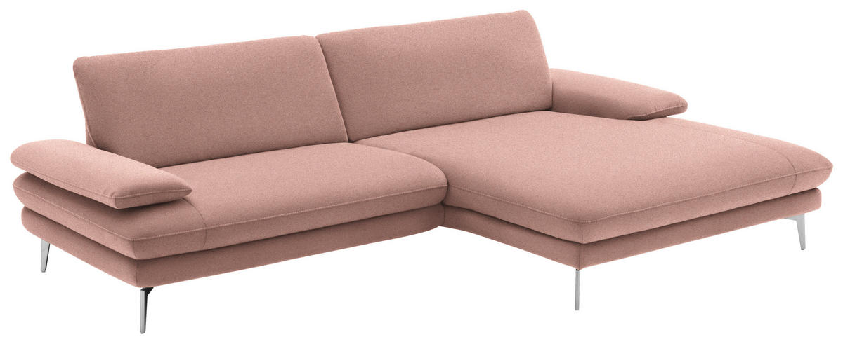 ECKSOFA in Webstoff Rosa  - Schwarz/Rosa, Design, Textil/Metall (284/184cm) - Dieter Knoll