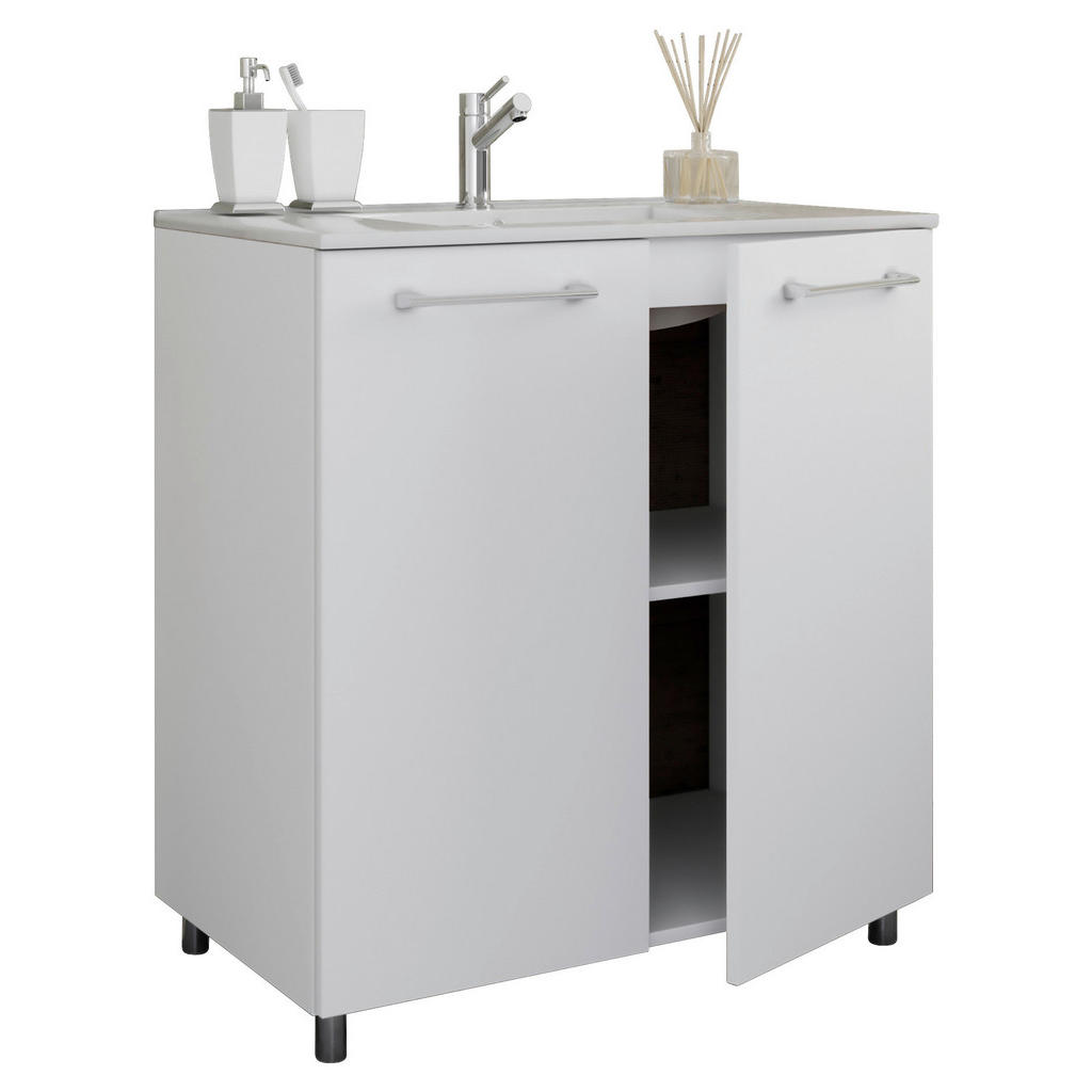 Waschbecken Mit Unterschrank Gilos B: 80 Cm Weiß