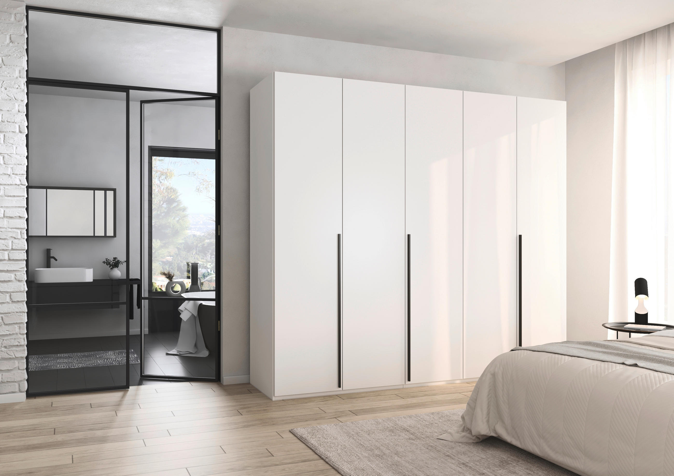 DREHTÜRENSCHRANK 251/223/60 cm 5-türig Weiß  - Graphitfarben/Weiß, Design, Holzwerkstoff/Metall (251/223/60cm) - home24
