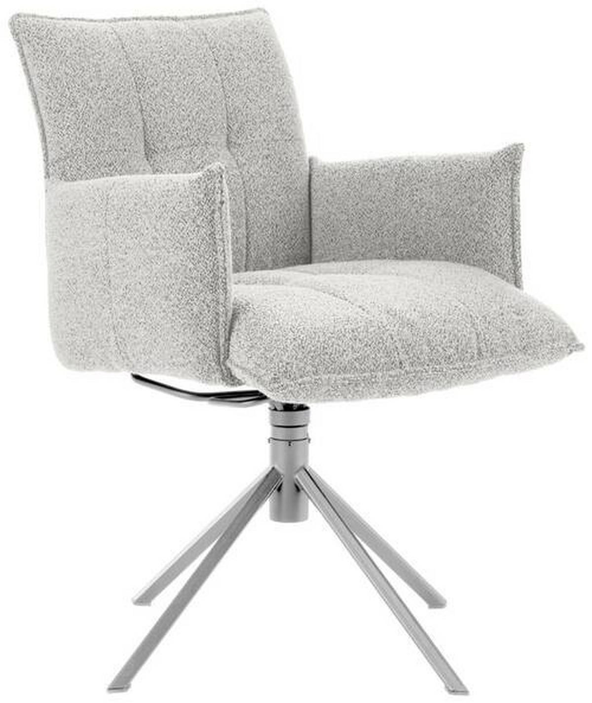 ARMLEHNSTUHL  in Flachgewebe  - Champagner/Edelstahlfarben, Design, Textil/Metall (55/85/65cm) - Valnatura