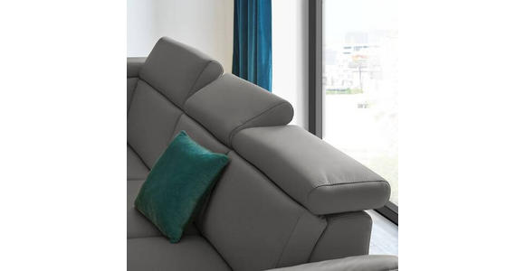 ECKSOFA in Echtleder Dunkelgrau  - Dunkelgrau/Schwarz, Design, Leder/Metall (239/289cm) - Cantus