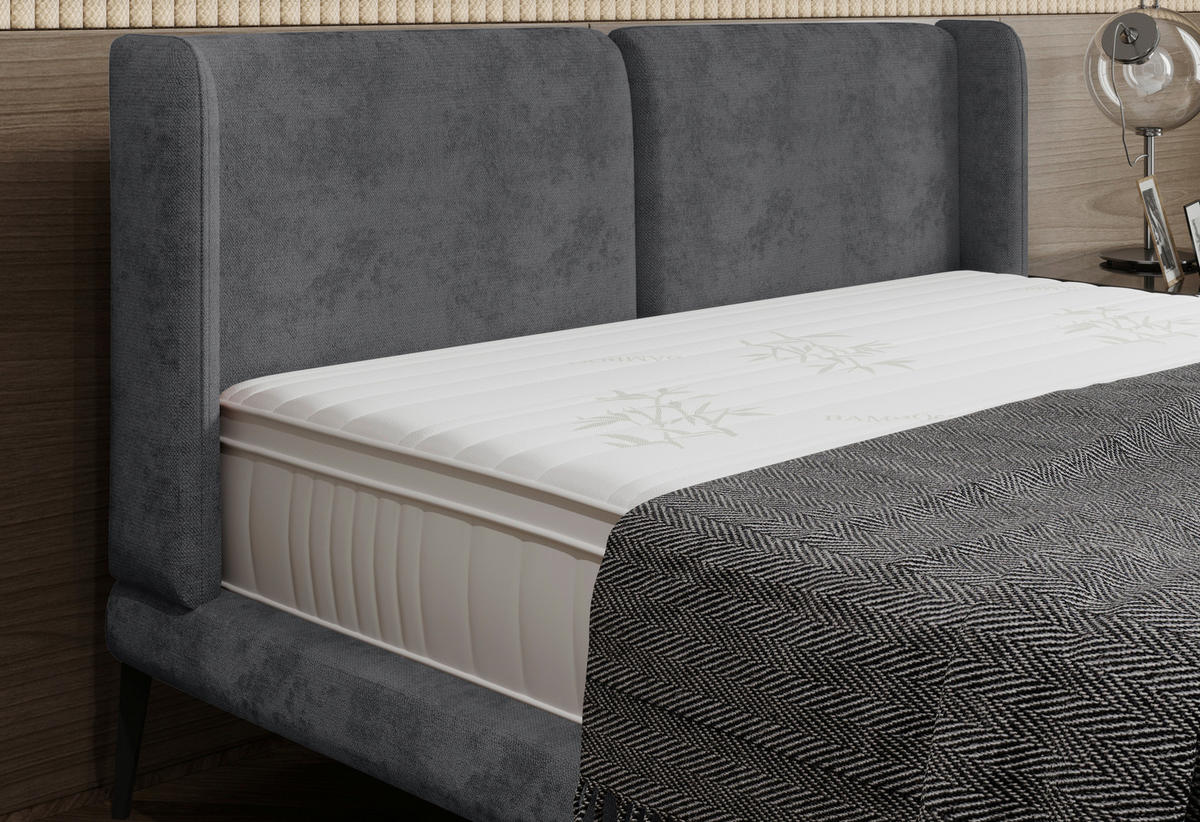 Polsterbett inkl. Matratze 180/200 cm  in Grau, Blau  - Blau/Weiss, Modern, Textil/Metall (180/200cm) - Livetastic