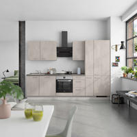 KÜCHENBLOCK Riva 300 cm  in Grau, Schieferfarben  - Schieferfarben/Edelstahlfarben, MODERN, Holzwerkstoff/Metall (300cm) - Nobilia