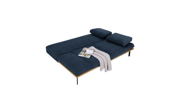 SCHLAFSOFA in Chenille Dunkelblau - Schwarz/Dunkelblau, MODERN, Holz/Textil (212/89/102cm) - Dieter Knoll