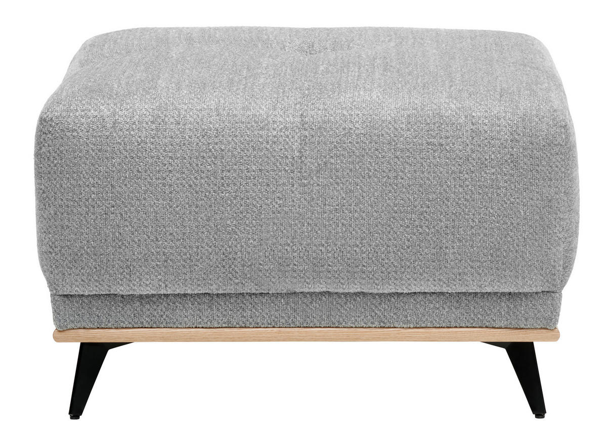 HOCKER Chenille Grau  - Schwarz/Grau, MODERN, Holz/Textil (73/47/73cm) - home24