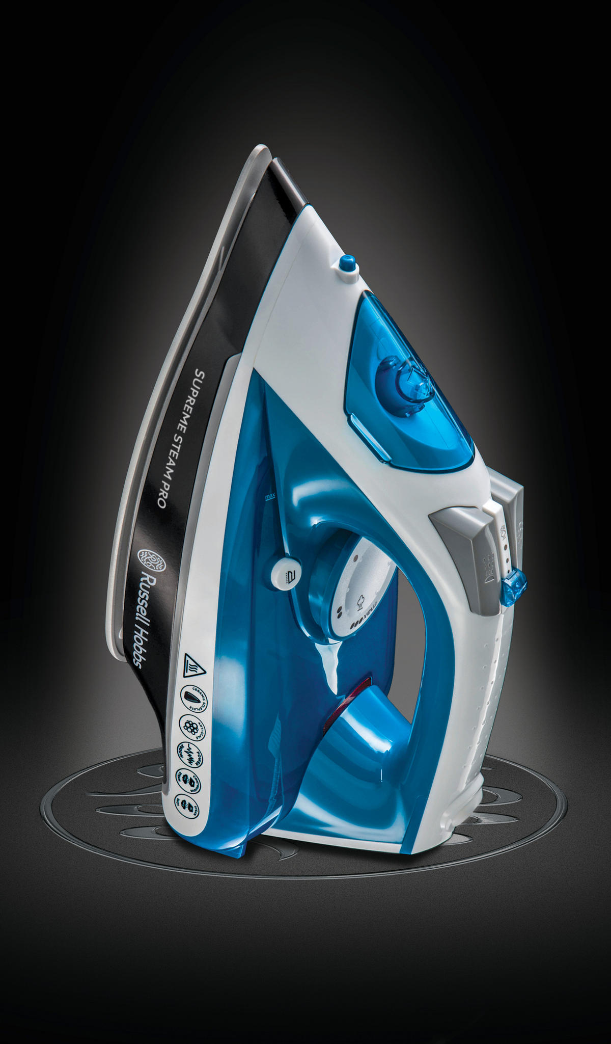 DAMPFBÜGELEISEN - Blau/Weiß, Basics, Keramik/Kunststoff (12,5/16,0/28,6cm) - Russell Hobbs