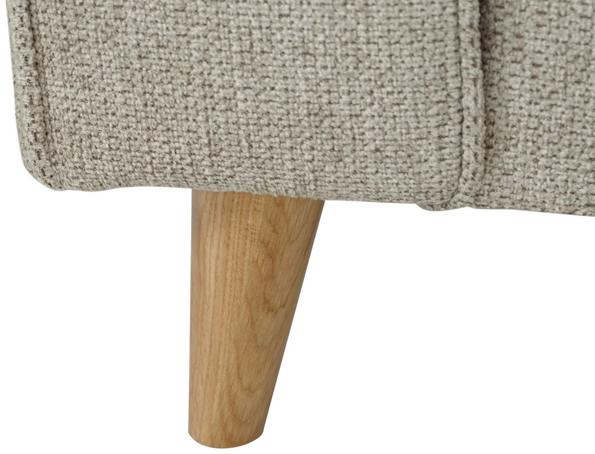 ECKSOFA in Flachgewebe Taupe  - Taupe/Eichefarben, KONVENTIONELL, Holz/Textil (265/159cm) - Carryhome