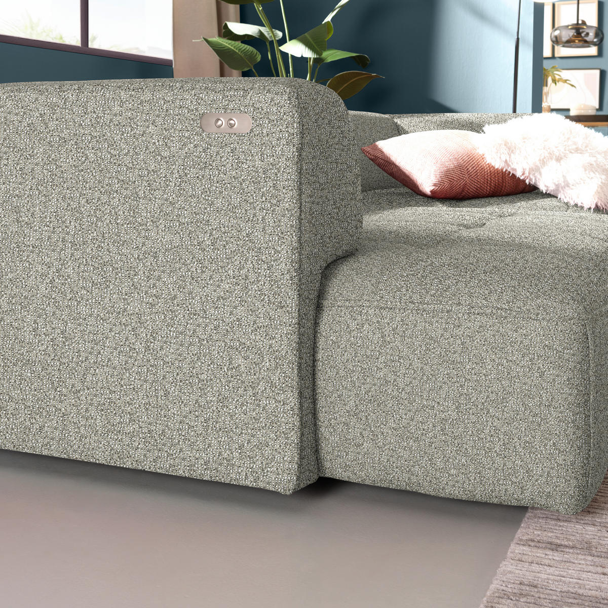 ECKSOFA  in Webstoff Hellgrau  288/188 cm  - Hellgrau/Schwarz, Design, Kunststoff/Textil (288/188cm) - Welnova