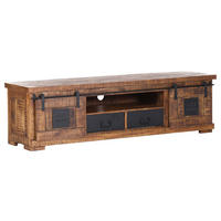 LOWBOARD  in 180/50/45 cm  - Schwarz/Naturfarben, LIFESTYLE, Holz/Metall (180/50/45cm) - Landscape