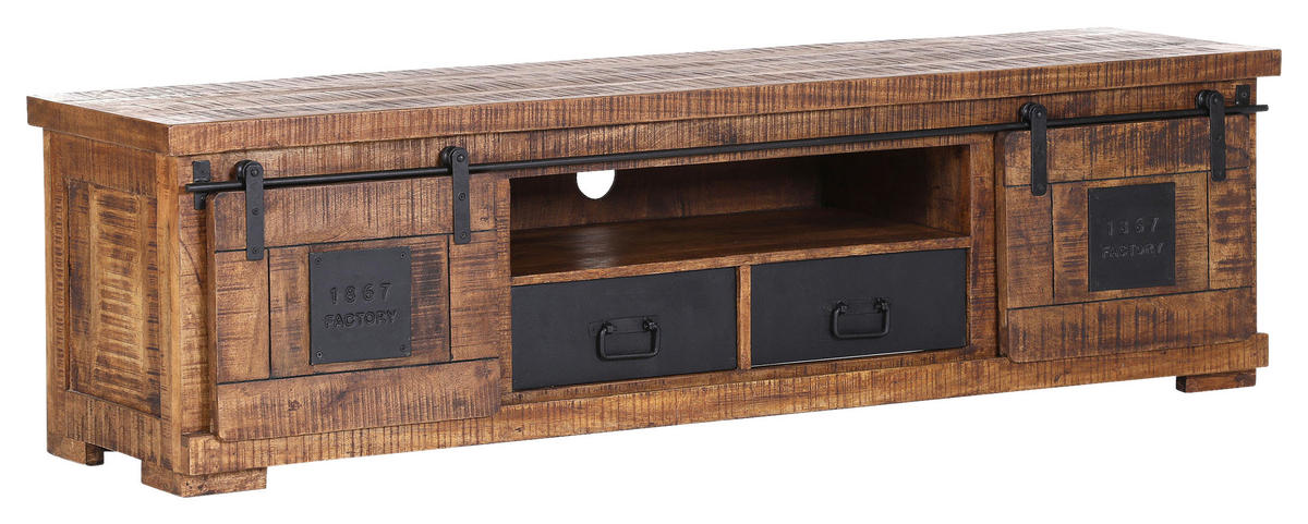 LOWBOARD  in 180/50/45 cm  - Schwarz/Naturfarben, LIFESTYLE, Holz/Metall (180/50/45cm) - Landscape