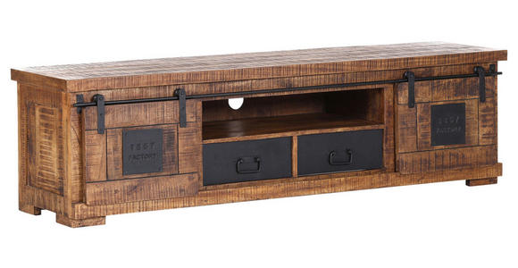 LOWBOARD  in 180/50/45 cm  - Schwarz/Naturfarben, LIFESTYLE, Holz/Metall (180/50/45cm) - Landscape