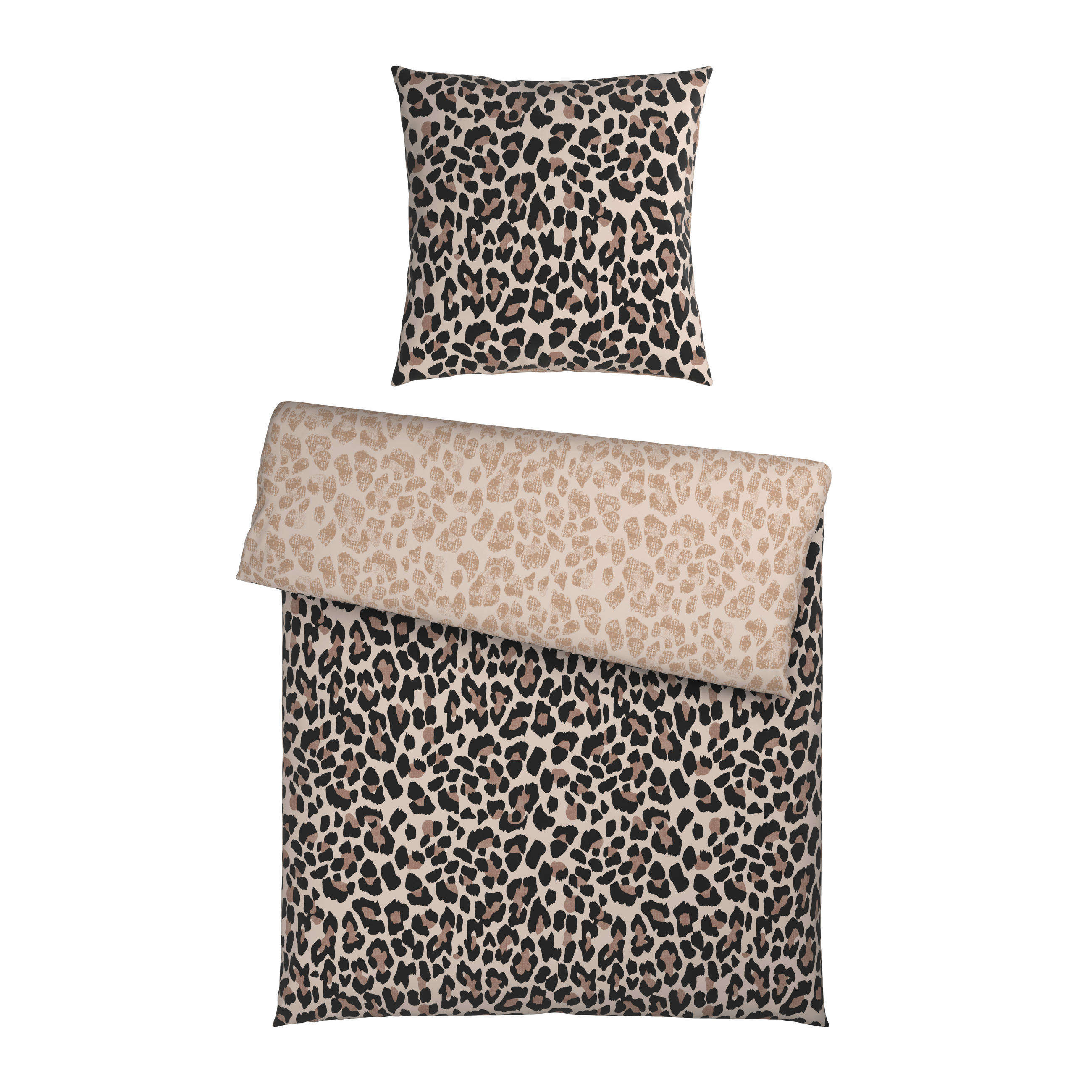 WENDEBETTWÄSCHE Lion Jersey 135/200 cm  - Perlmutt/Braun, Textil (135/200cm) - Novel