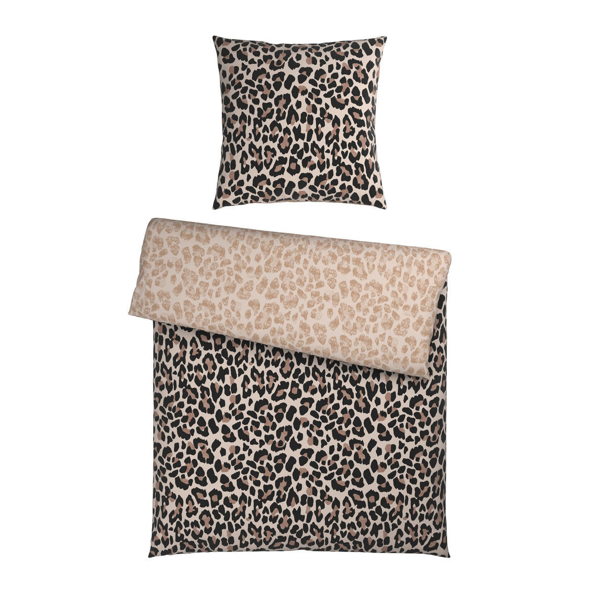Partnerbettwäsche 4 tlg. Lion Jersey 155/220 cm  - Perlmutt/Braun, Textil (155/220cm) - Novel