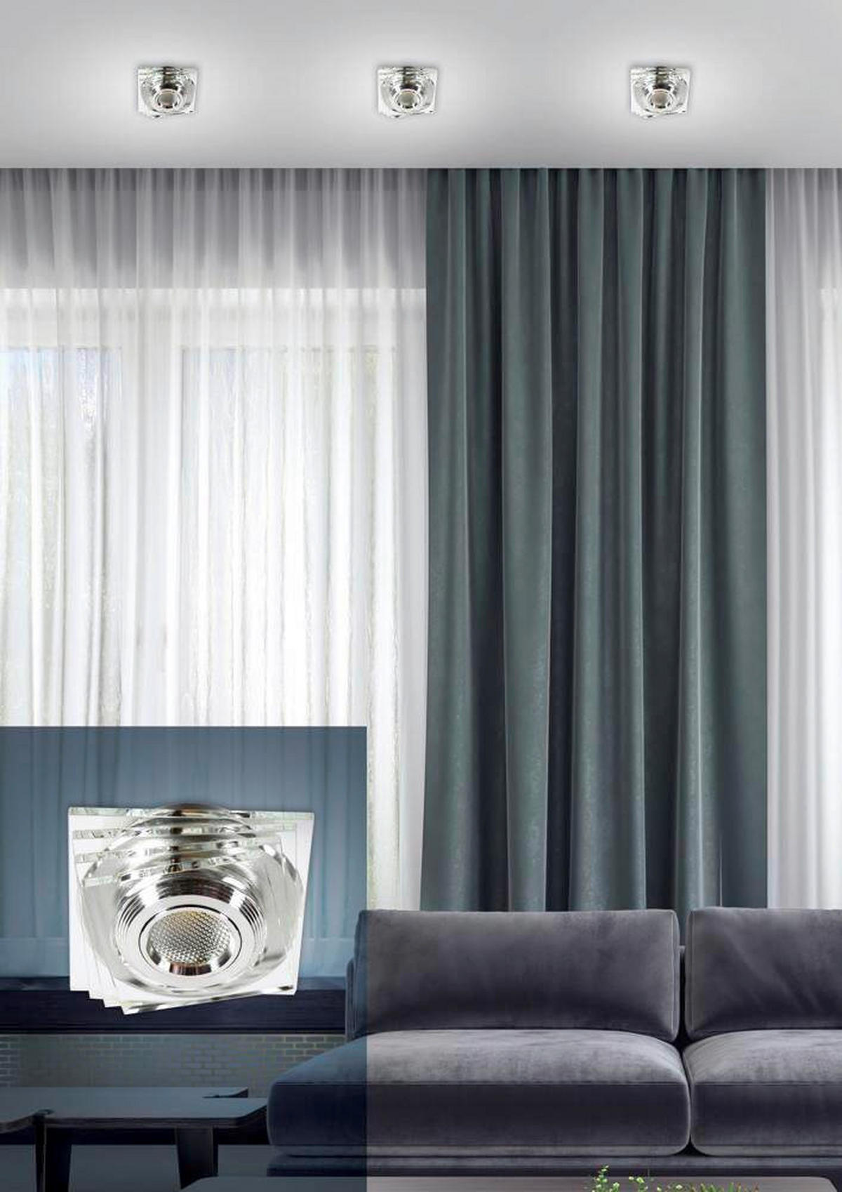 LED-DECKENSTRAHLER SS-32 9.2/9.2/6.7 cm  - Transparent, Design, Glas (9.2/9.2/6.7cm)