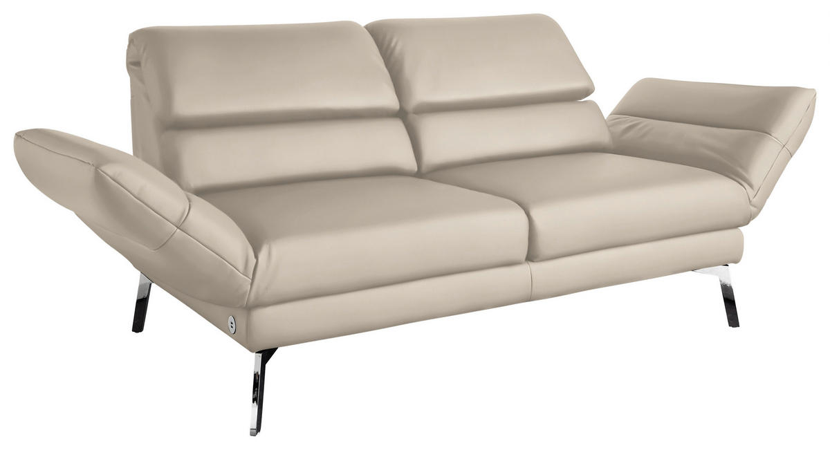 2-SITZER-SOFA Echtleder Beige  - Chromfarben/Beige, Design, Leder/Metall (178-226/82/96-177cm) - Dieter Knoll