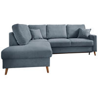 ECKSOFA in Struktur Blau  - Blau/Naturfarben, Konventionell, Holz/Textil (200/230cm) - P & B