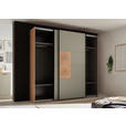 SCHWEBETÜRENSCHRANK  in Salbeigrün, Eiche Artisan  - Salbeigrün/Schwarz, KONVENTIONELL, Holzwerkstoff/Metall (240/225,5/63,7cm) - Xora