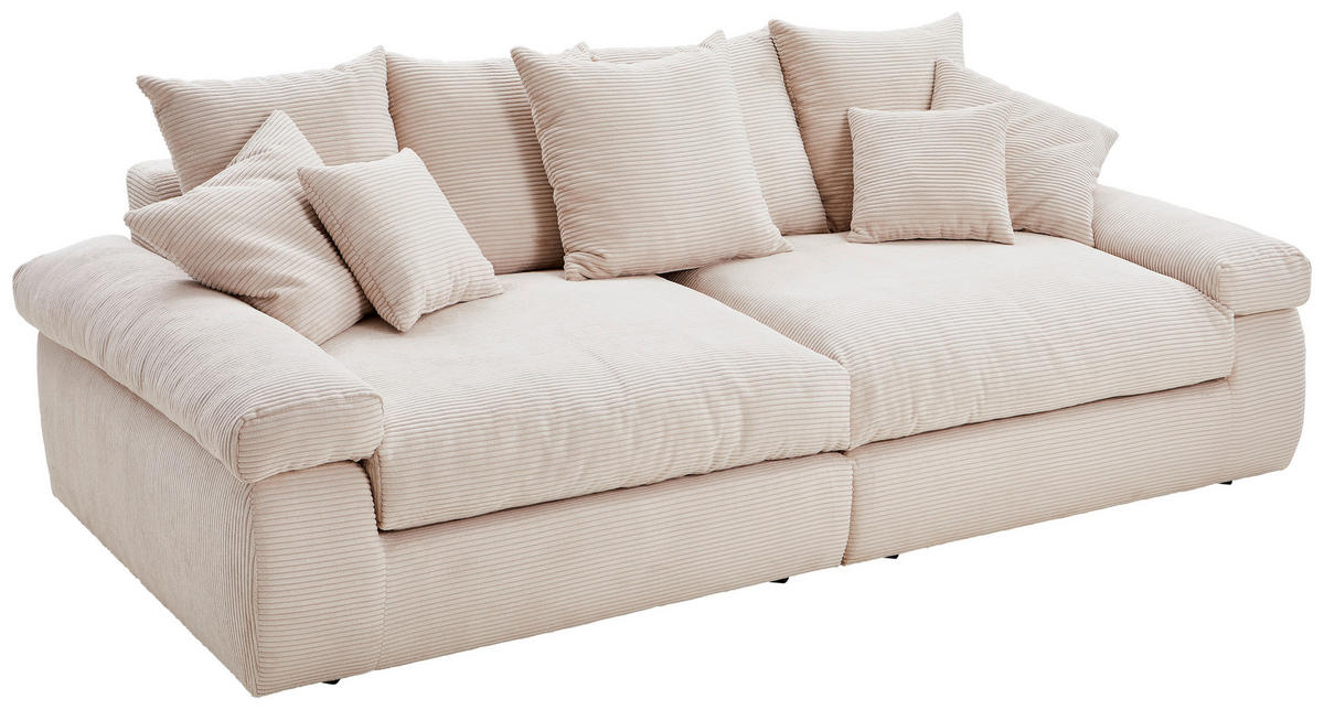 BIGSOFA Cord Naturfarben  - Schwarz/Naturfarben, Design, Kunststoff/Textil (260/90/140cm) - Ambia Home