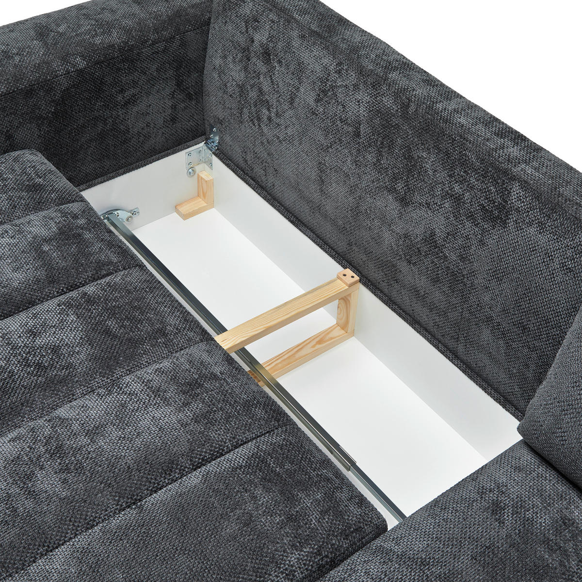 ECKSOFA Flachgewebe Graphitfarben  - Schwarz Hochglanz/Graphitfarben, Modern, Textil/Metall (166/93/273cm) - MID.YOU