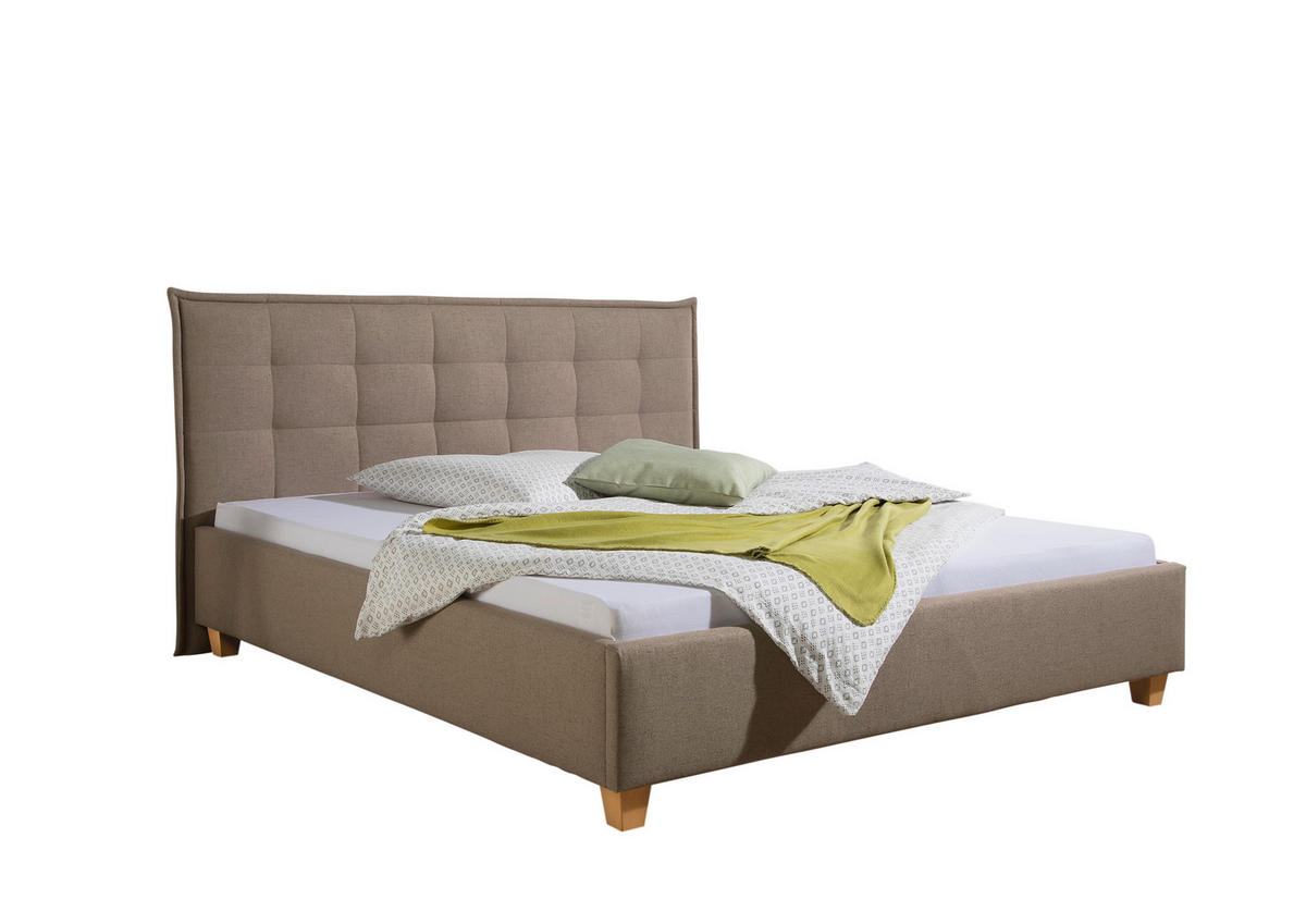POLSTERBETT 160/200 cm,  in Hellbraun,  - Hellbraun/Naturfarben, MODERN, Holz/Textil (160/200cm) - Livetastic