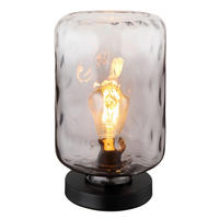 TISCHLEUCHTE - Klar/Schwarz, Konventionell, Glas/Metall (19/32,5cm) - Globo