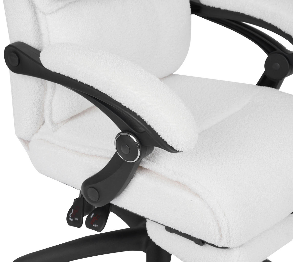 CHEFSESSEL Teddystoff Beige, Weiß  - Beige/Schwarz, Design, Kunststoff/Textil (64,5/112/120/65cm) - Carryhome