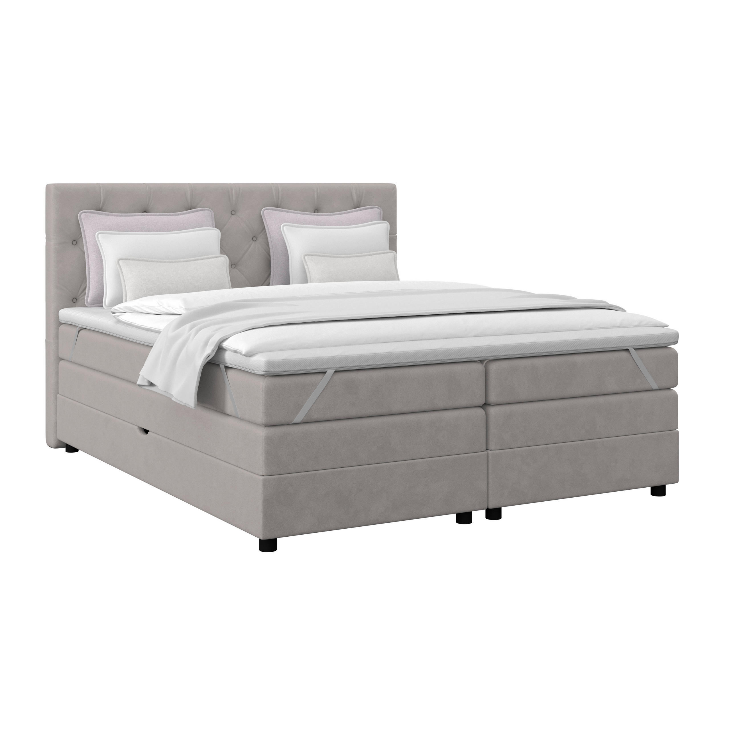 Boxspringbett Elio Silberfarben 160x200 Cm H3