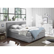 BOXSPRINGBETT Webstoff 180/200 cm INKL. Bettkasten, Matratze, Topper - Hellgrau/Schwarz, KONVENTIONELL, Kunststoff/Textil (180/200cm) - Esposa