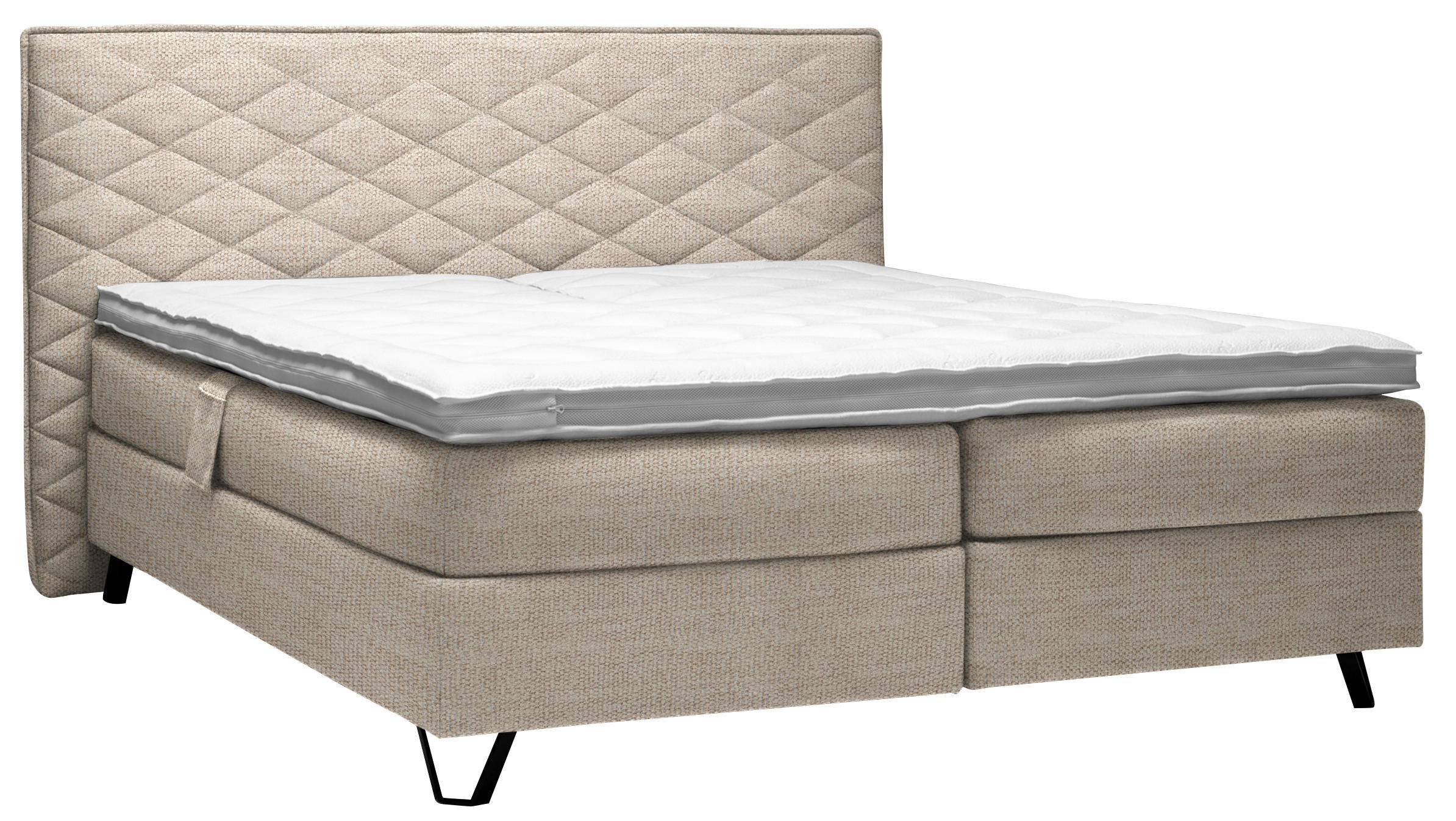 BOXSPRINGBETT 160/200 cm  in Beige  - Beige/Schwarz, KONVENTIONELL, Holz/Textil (160/200cm) - Sjöholm