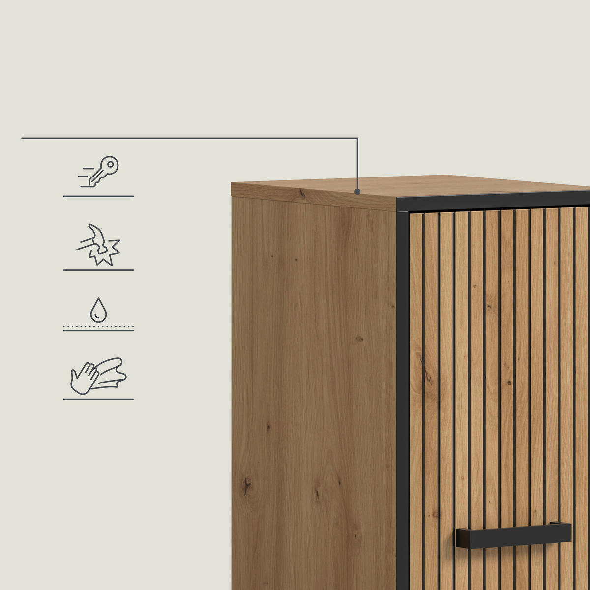 MIDISCHRANK 30/101/32 cm  - Schwarz/Eiche Artisan, Trend, Holzwerkstoff/Kunststoff (30/101/32cm) - MID.YOU