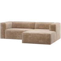 ECKSOFA Bean in Chenille, Samt Taupe  254/175 cm  - Taupe/Schwarz, MODERN, Kunststoff/Textil (254/175cm) - Livetastic