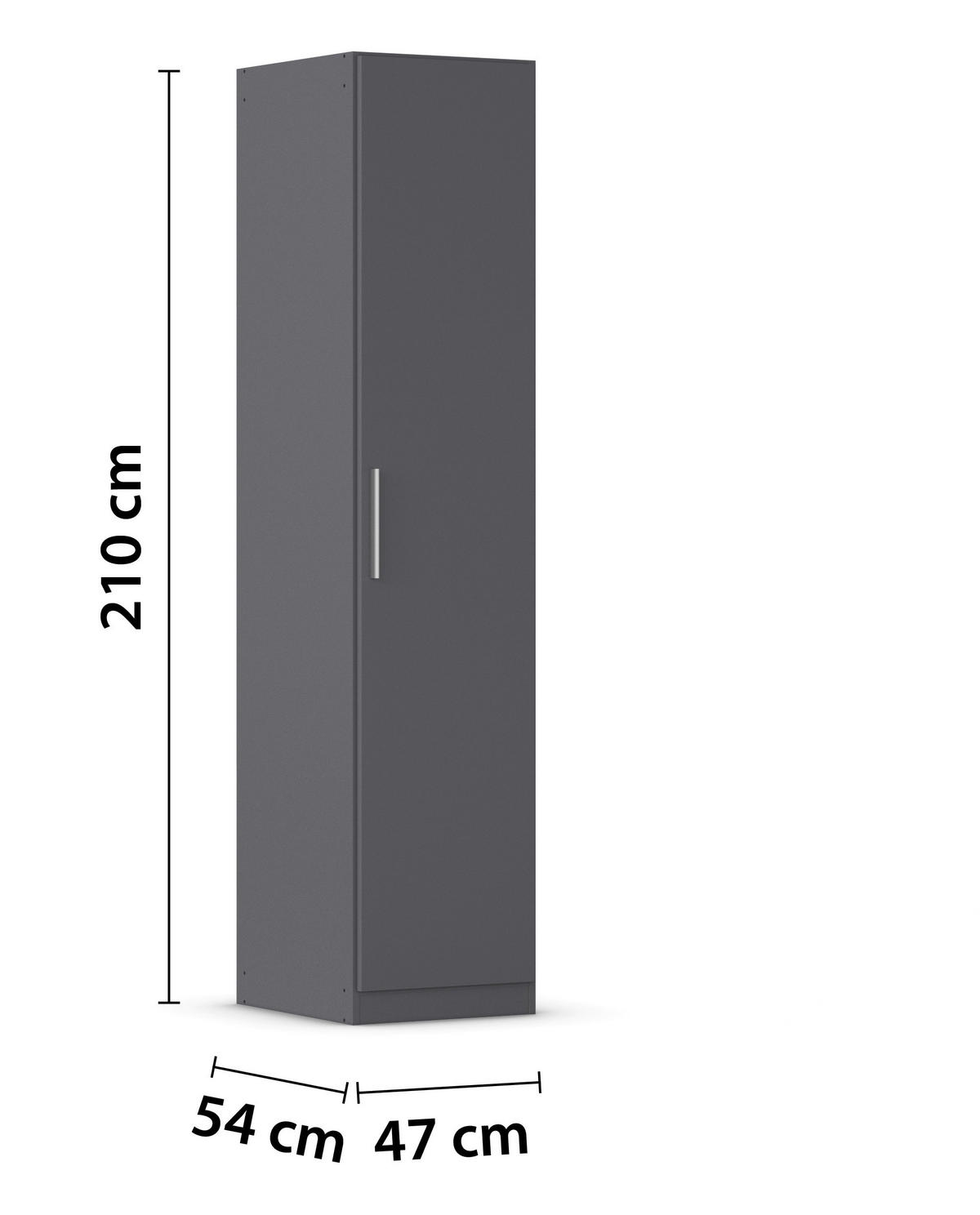 DREHTÜRENSCHRANK 47/210/54 cm,  in Grau, 1-türig  - Alufarben/Grau, KONVENTIONELL, Holzwerkstoff/Kunststoff (47/210/54cm) - home24