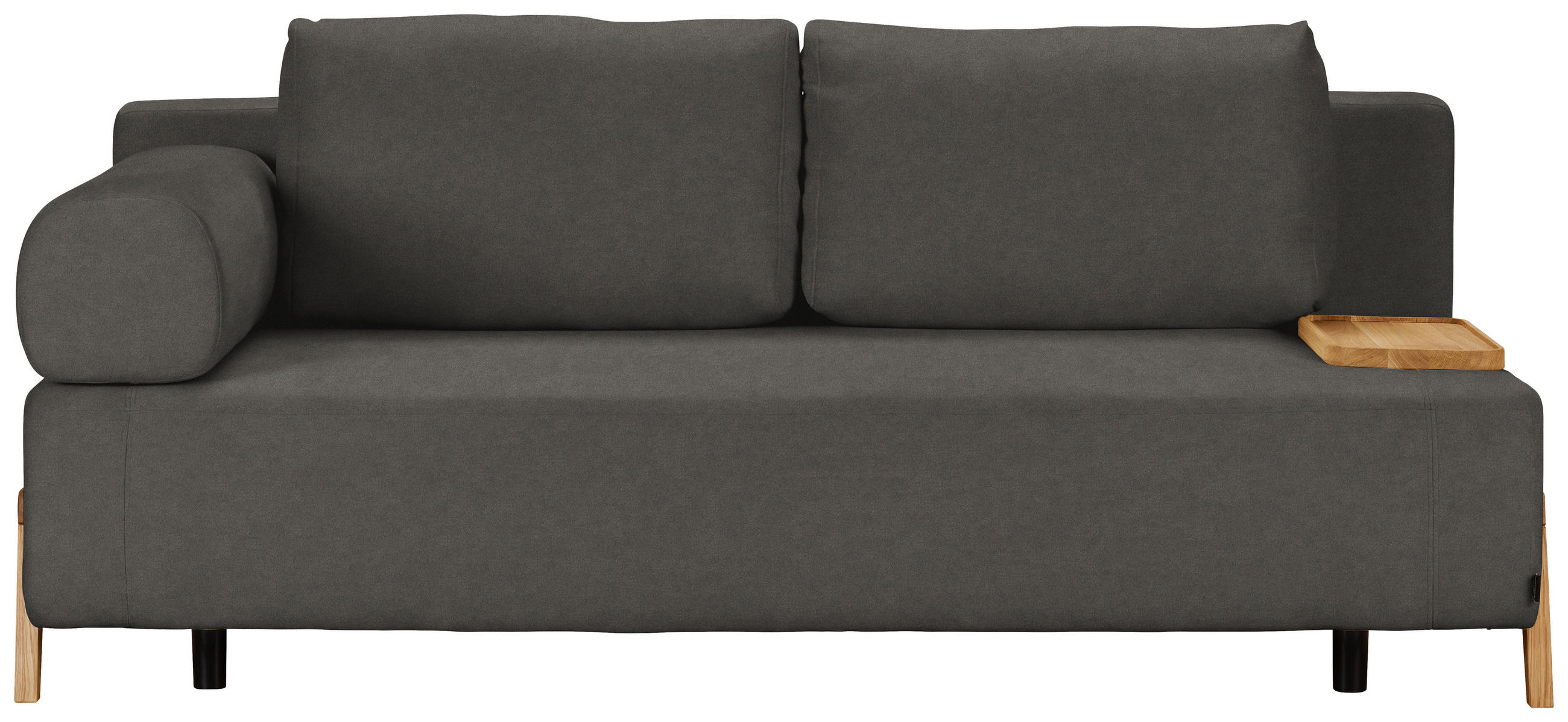 SCHLAFSOFA Mikrofaser Dunkelgrau  - Dunkelgrau/Naturfarben, Design, Holz/Textil (211/88/102cm) - Niels Andersson