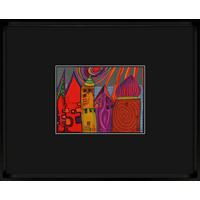 KUNSTDRUCK Landschaft & Natur, Abstraktes, Städte Multicolor, Schwarz  - Multicolor/Schwarz, Basics, Holz/Papier (31,3/25/4cm)