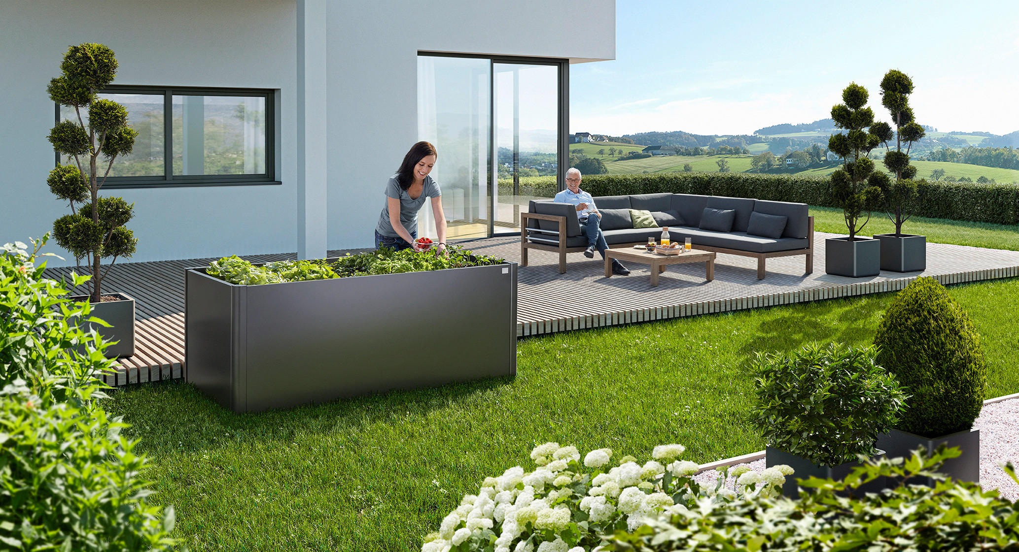 HOCHBEET  - Dunkelgrau, Design, Metall (201/77/102cm) - Biohort