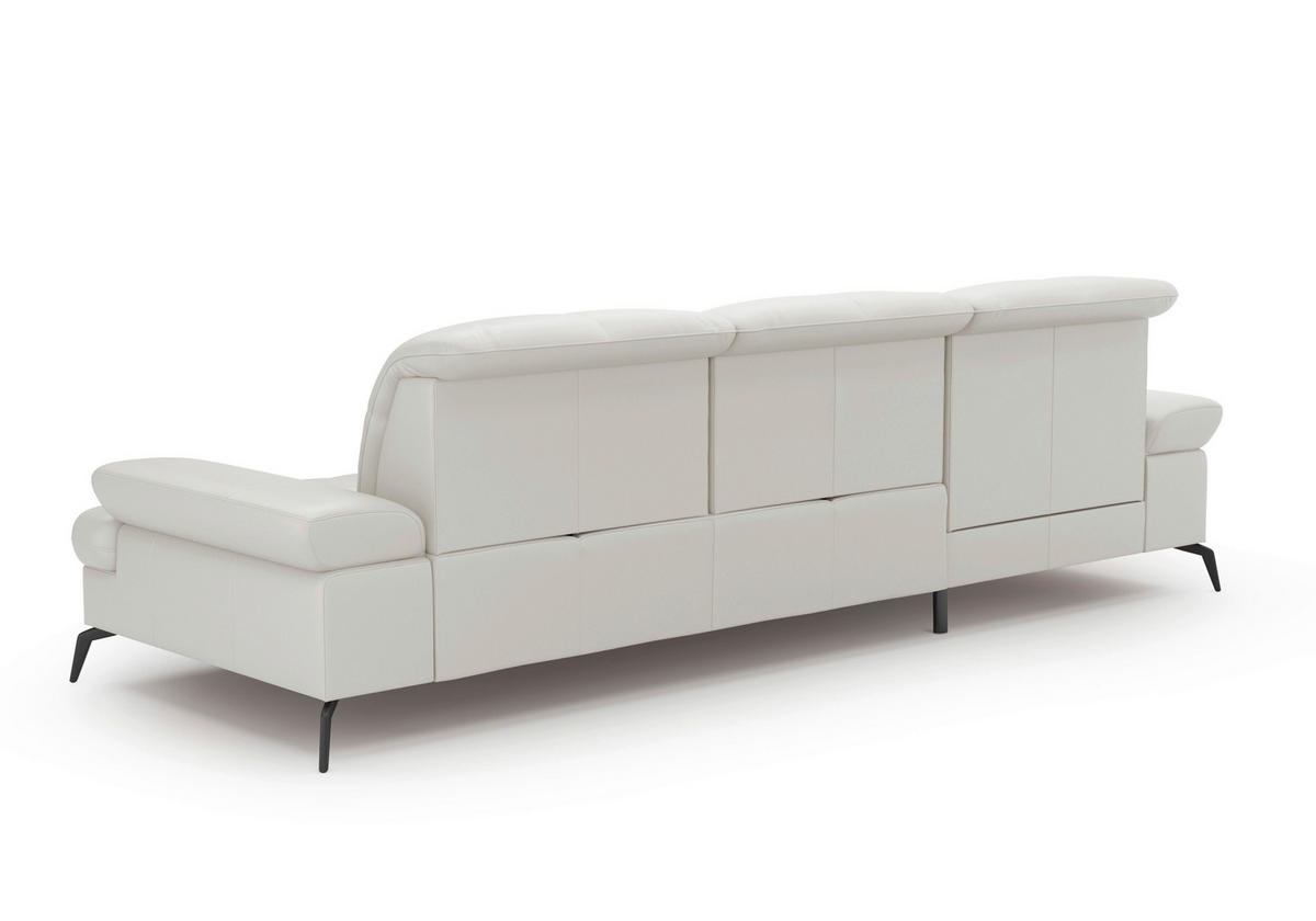 ECKSOFA Weiß Echtleder  - Schwarz/Weiß, KONVENTIONELL, Leder/Metall (185/279cm) - Sit & More