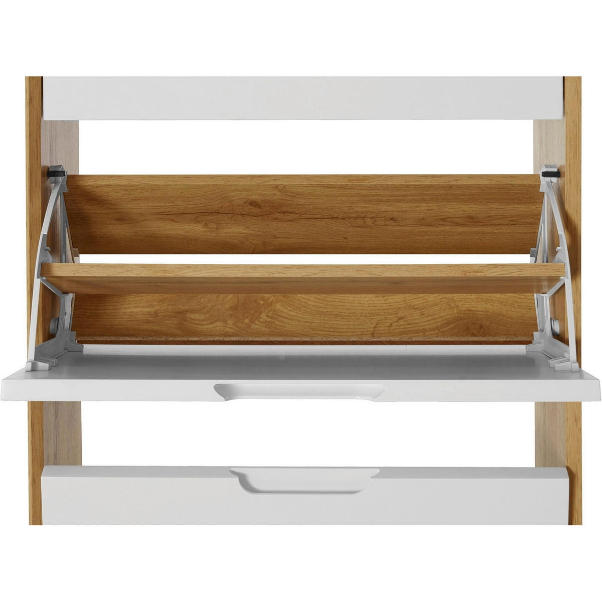 SCHUHSCHRANK Weiß, Eiche Wotan  - Eiche Wotan/Weiß, Design, Holzwerkstoff (60/125/24cm) - Livetastic