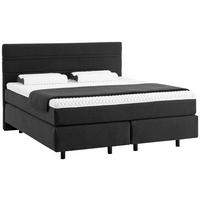 BOXSPRINGBETT 180/200 cm,  in Dunkelgrau, Matratze, Kissen, gepolstertes Kopfteil, Topper, H2 + H3 = mittel + fest  - Dunkelgrau/Schwarz, KONVENTIONELL, Holz/Textil (180/200cm) - Novel