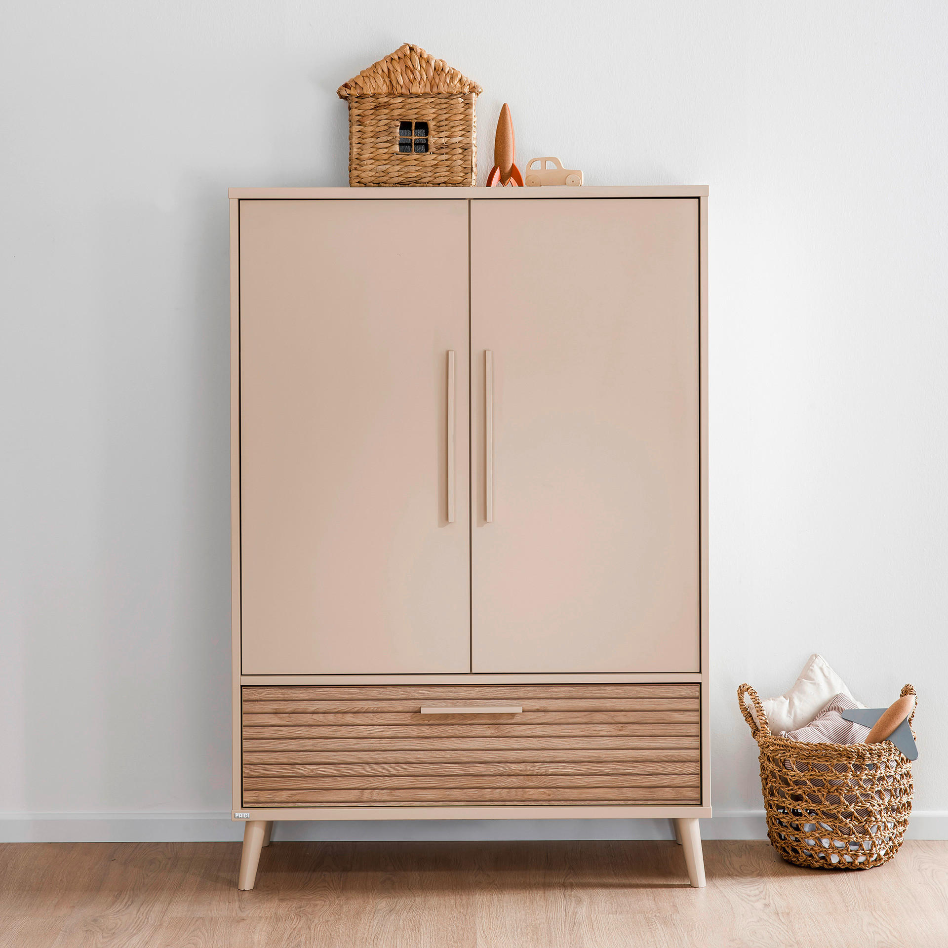 BABYKLEIDERSCHRANK Eefje Beige, Eichefarben  - Eichefarben/Beige, Basics, Holzwerkstoff (94,8/139,2/41,1cm) - Paidi