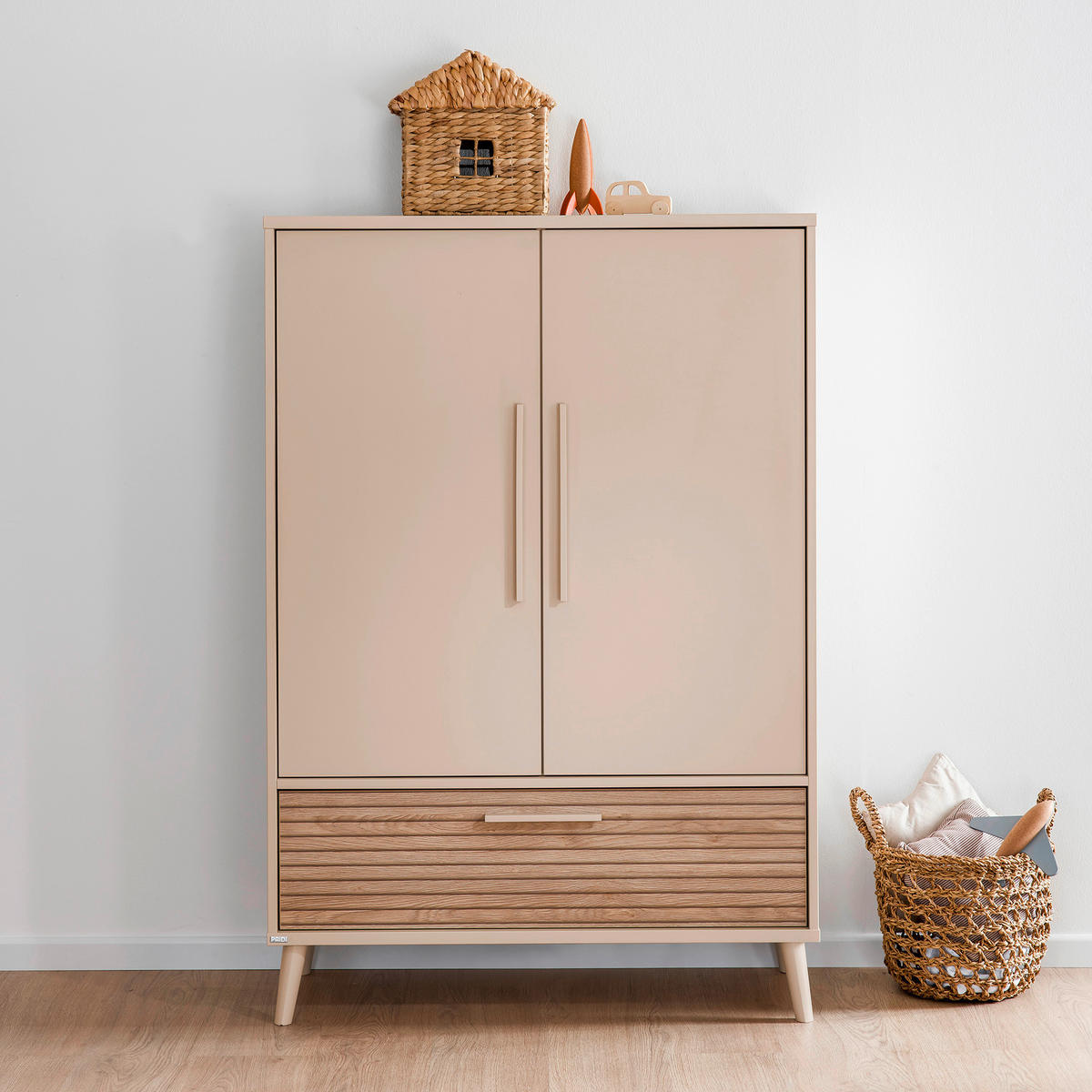 BABYKLEIDERSCHRANK Eefje Beige, Eichefarben  - Eichefarben/Beige, Basics, Holzwerkstoff (94,8/139,2/41,1cm) - Paidi