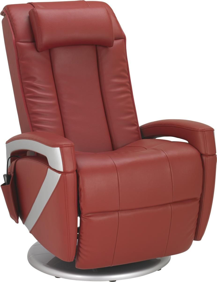 MASSAGESESSEL Kombination Echtleder/Lederlook Lederlook Rot    - Chromfarben/Rot, Design, Leder/Textil (102/70/77cm) - Cantus