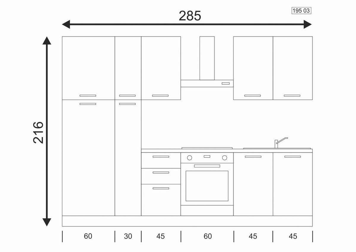 KÜCHENBLOCK 285 cm   in Weiß, Eichefarben  - Eichefarben/Magnolie, LIFESTYLE, Holzwerkstoff/Kunststoff (285cm) - MID.YOU