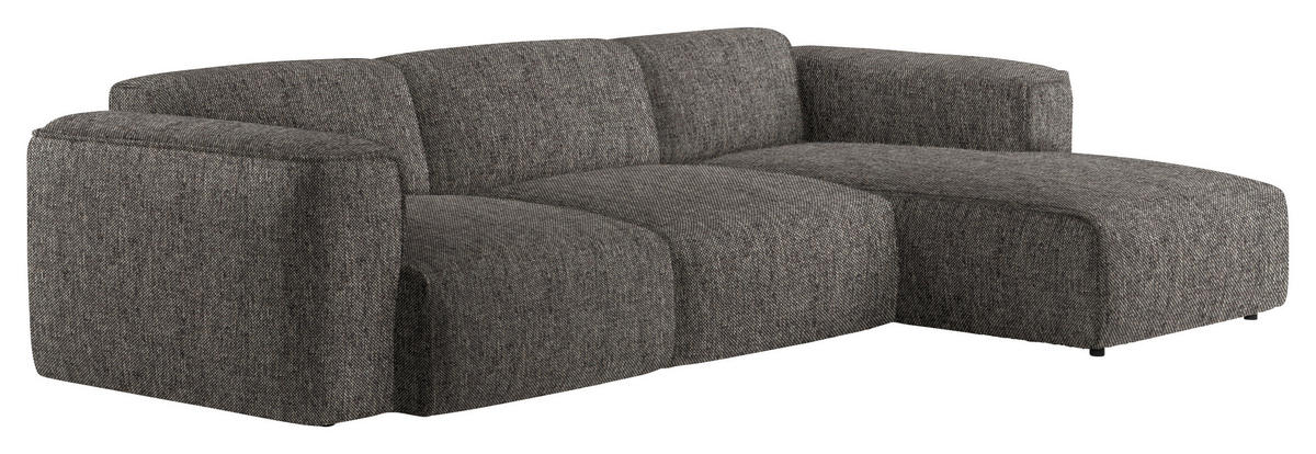 ECKSOFA Dunkelbraun Webstoff Rücken echt  - Dunkelbraun/Schwarz, Design, Kunststoff/Textil (290/171cm) - home24