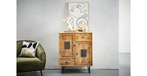 KOMMODE in 80/100/40 cm - Hellbraun/Schwarz, LIFESTYLE, Holz/Metall (80/100/40cm) - Landscape
