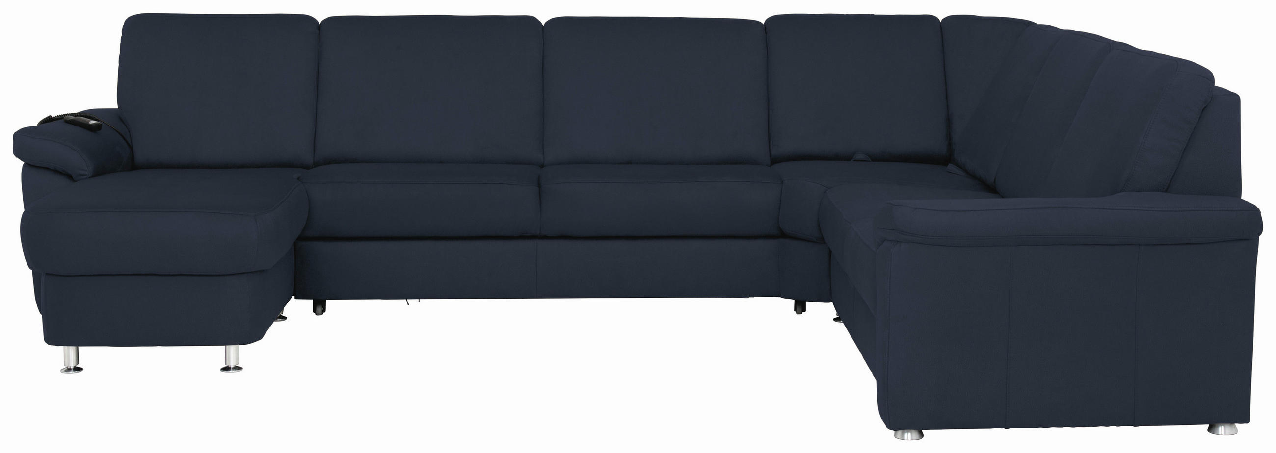 WOHNLANDSCHAFT Blau Flachgewebe  - Chromfarben/Blau, KONVENTIONELL, Textil/Metall (163/336/240cm) - Beldomo System