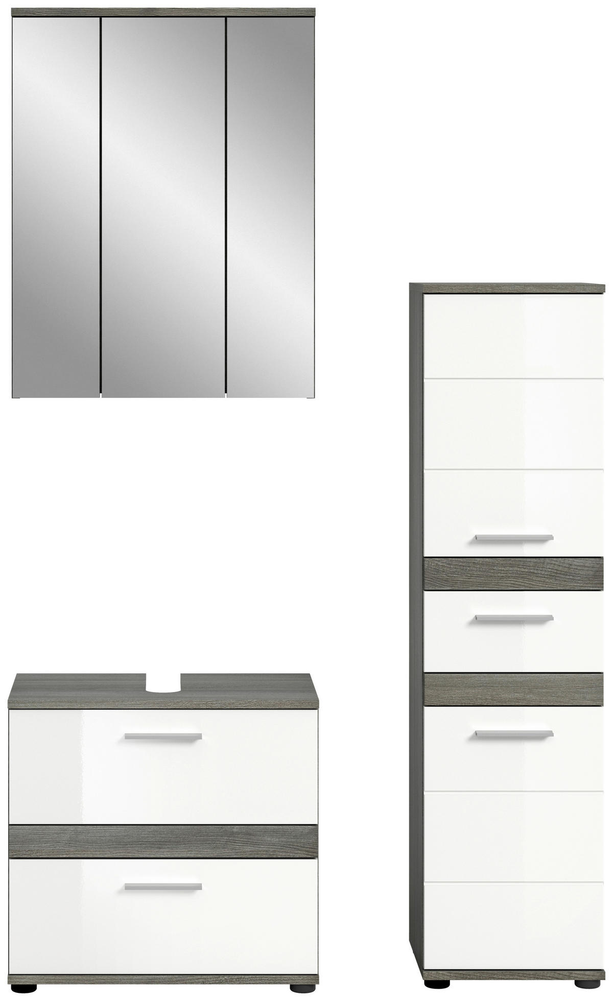 KOPALNICA  bela, visoki sijaj  - srebrne barve/črna, Moderno, umetna masa/steklo (105cm) - MID.YOU