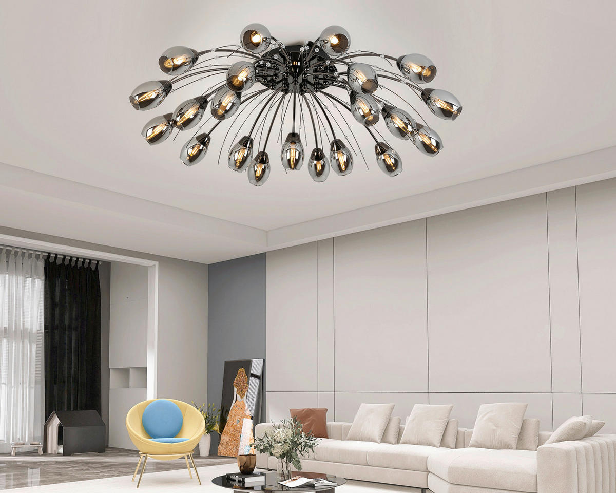LED-DECKENLEUCHTE 92/25 cm   - Chromfarben/Schwarz, Trend, Glas/Kunststoff (92/25cm) - Dieter Knoll