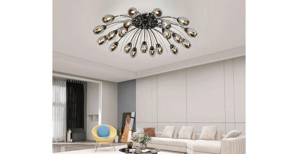 LED-DECKENLEUCHTE 92/25 cm - Chromfarben/Schwarz, Trend, Glas/Kunststoff (92/25cm) - Dieter Knoll