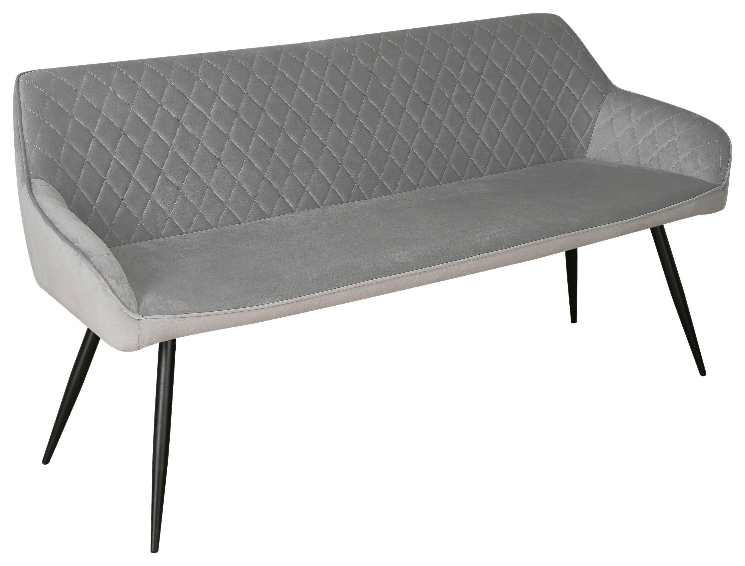 SITZBANK 163/83/63 cm Samt Grau, Schwarz  - Schwarz/Grau, Design, Textil/Metall (163/83/63cm) - Novel