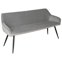 SITZBANK 163/83/63 cm Samt Grau, Schwarz  - Schwarz/Grau, Design, Textil/Metall (163/83/63cm) - Novel